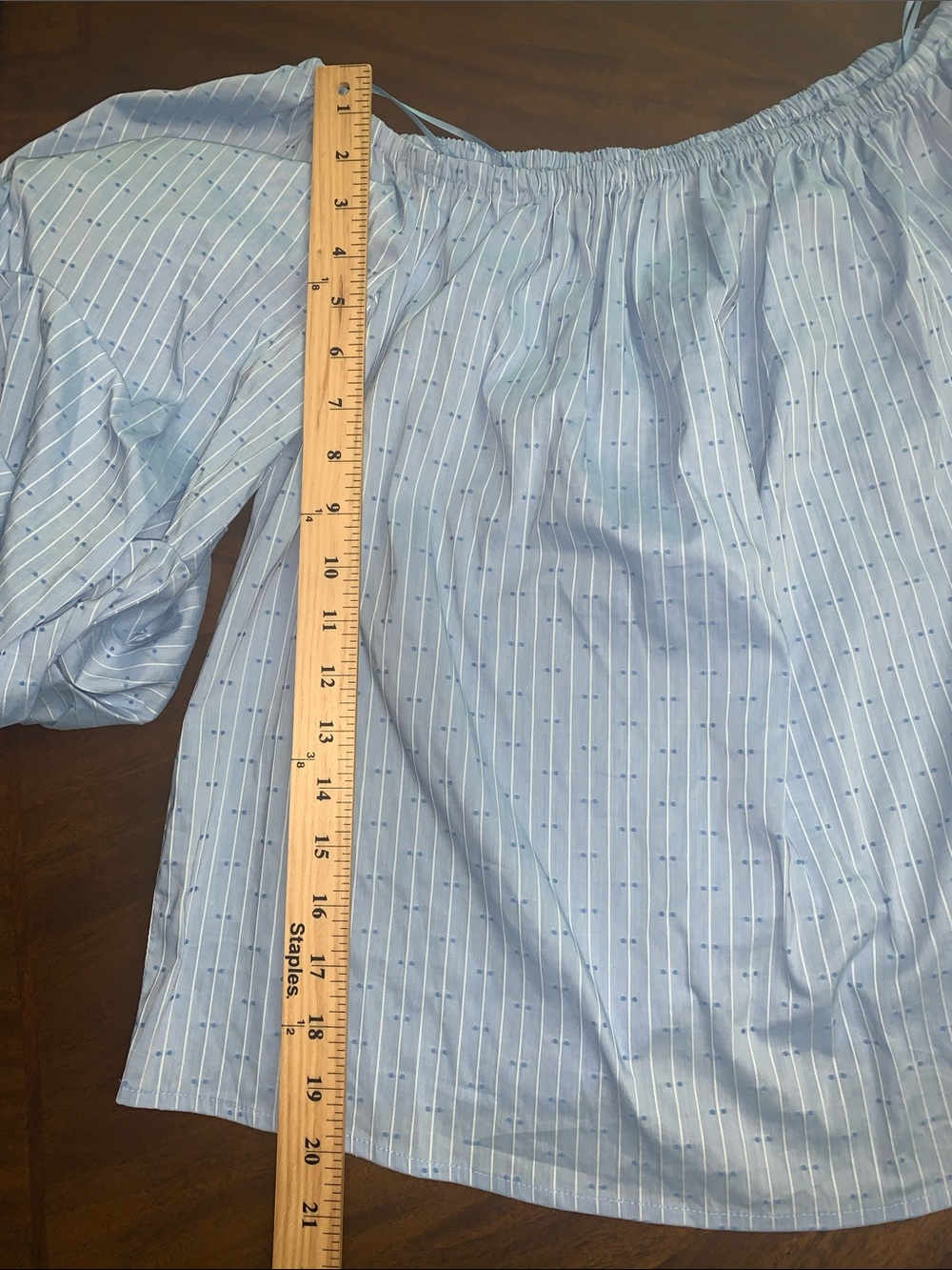 🇺🇸 CECE Blue Off-the-shoulder Balloon-sleeve Blouse NWT M - Picture 15 of 16